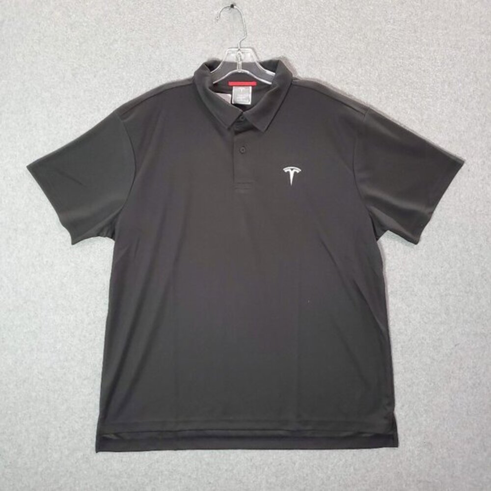 Tesla Men Polo‎ Shirt XL Black Logo Embroidered Short Sleeve